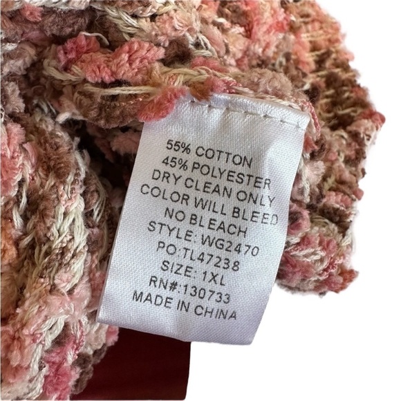 UMGEE Open Front Boucle/Teddy Knit Long Cardigan in Pink/Brown Size Medium - Picture 9 of 9